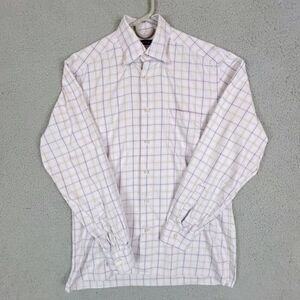 ERMENEGILDO ZEGNA MENS BUTTON DOWN SHIRT SIZE M SOFT LAVENDER WITH STRIPES
